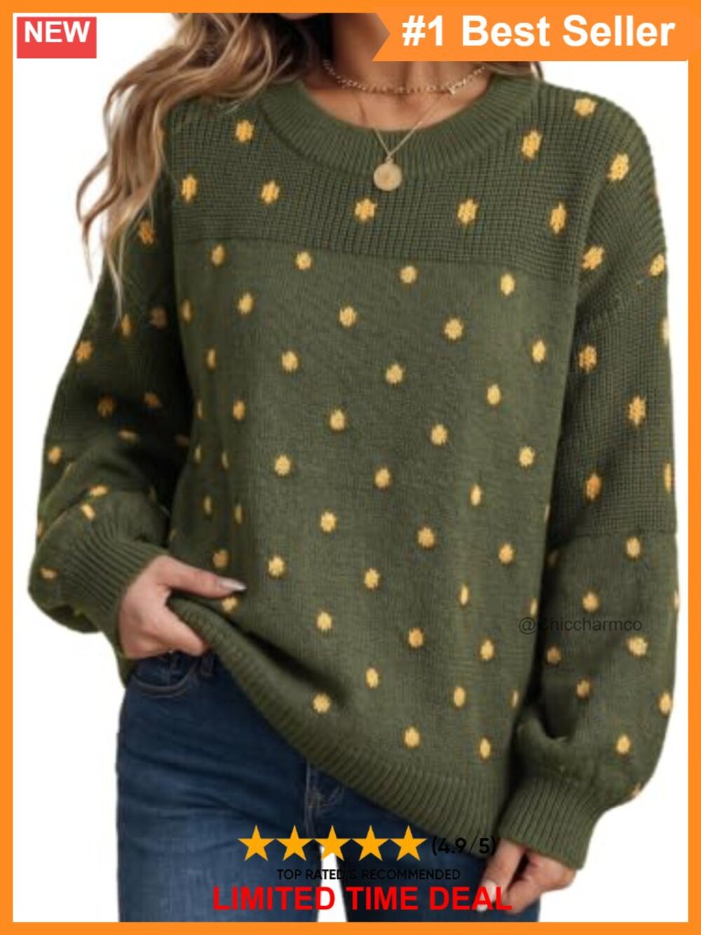 Women's Oversized Long Sleeve Crewneck Pullover Knit Sweater Loose Fit Casual